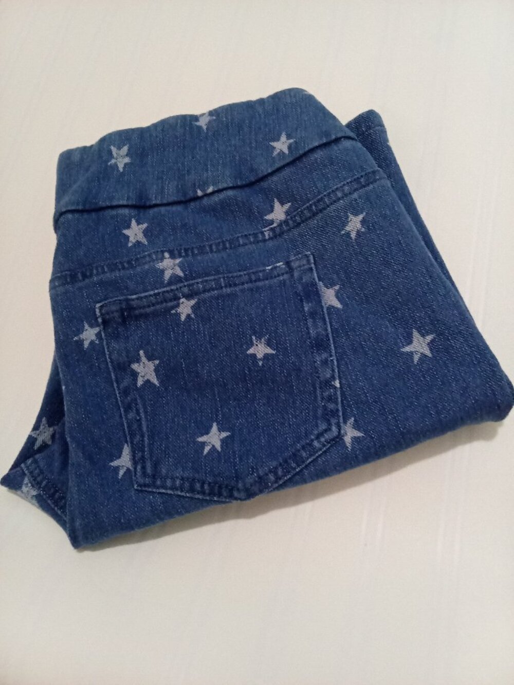Cold Water Creek white Stars on blue Jean Shorts size 14p